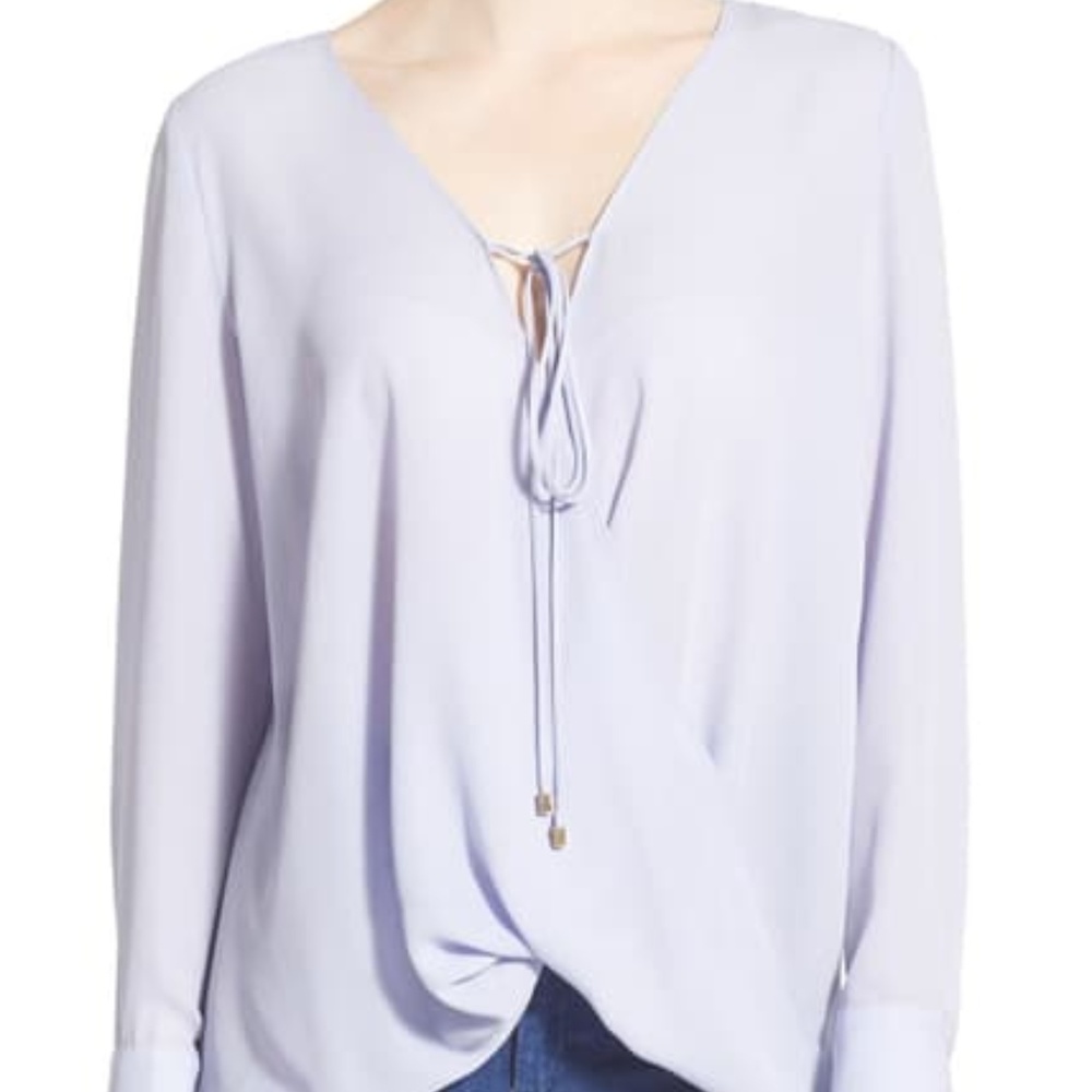 WAYF Wrap Front Long Sleeve Blouse, Large